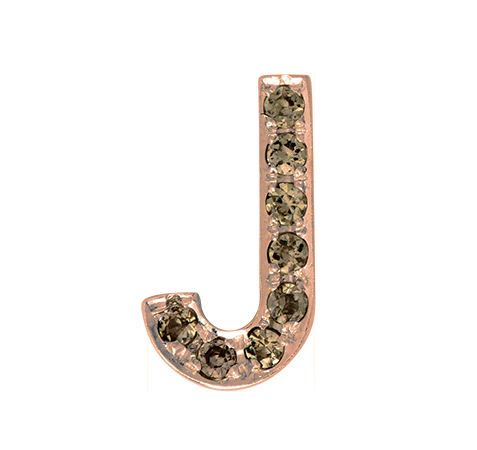 Rose Gold, Brown Diamond Letter Bead - Image 12