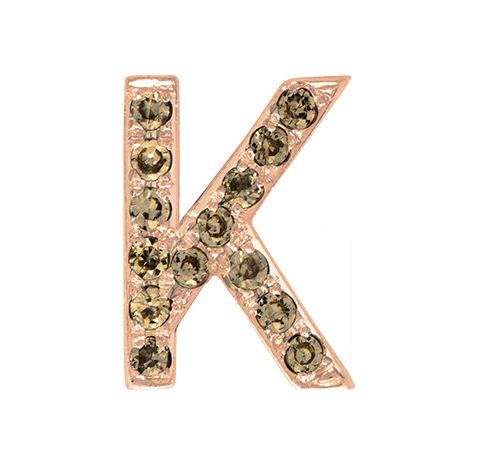 Rose Gold, Brown Diamond Letter Bead - Image 13