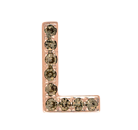 Rose Gold, Brown Diamond Letter Bead - Image 14