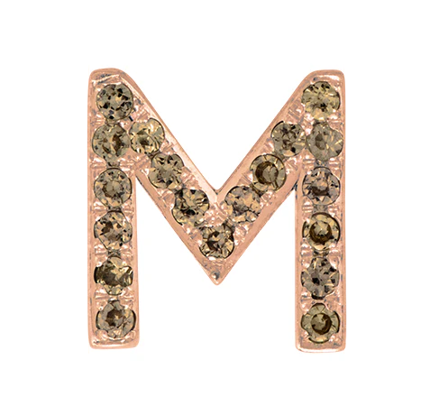 Rose Gold, Brown Diamond Letter Bead - Image 15