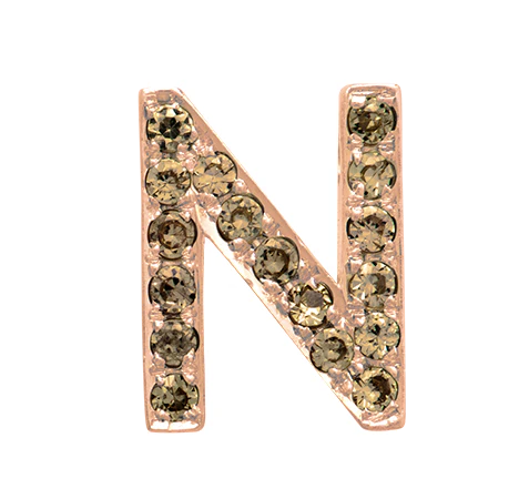 Rose Gold, Brown Diamond Letter Bead - Image 16