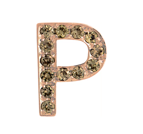 Rose Gold, Brown Diamond Letter Bead - Image 18