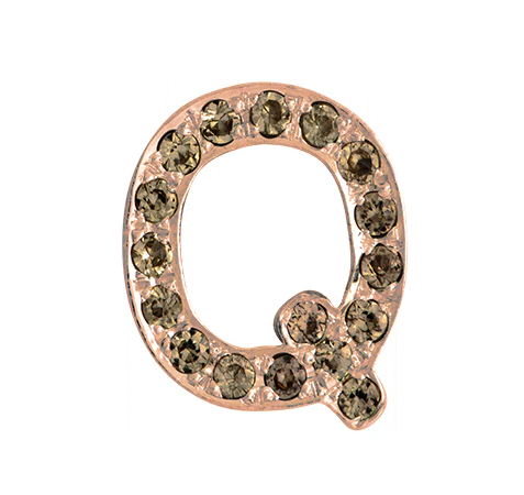Rose Gold, Brown Diamond Letter Bead - Image 19