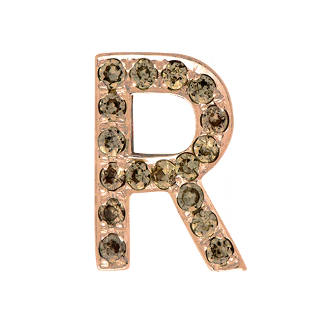 Rose Gold, Brown Diamond Letter Bead - Image 20
