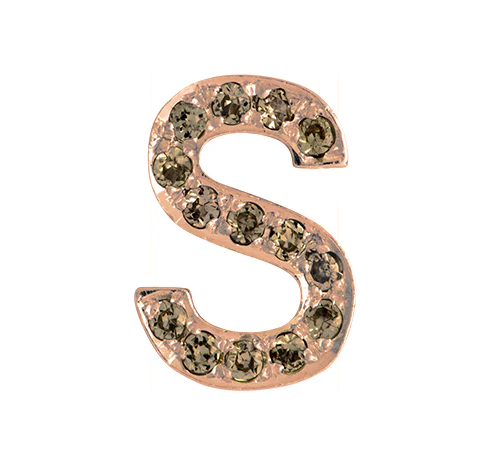 Rose Gold, Brown Diamond Letter Bead - Image 21