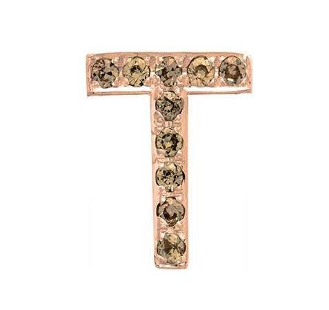 Rose Gold, Brown Diamond Letter Bead - Image 22
