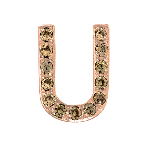 Rose Gold, Brown Diamond Letter Bead - Image 23