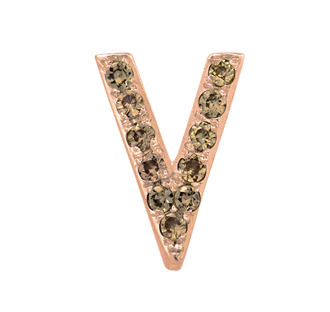 Rose Gold, Brown Diamond Letter Bead - Image 24
