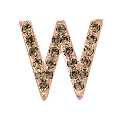 Rose Gold, Brown Diamond Letter Bead - Image 25