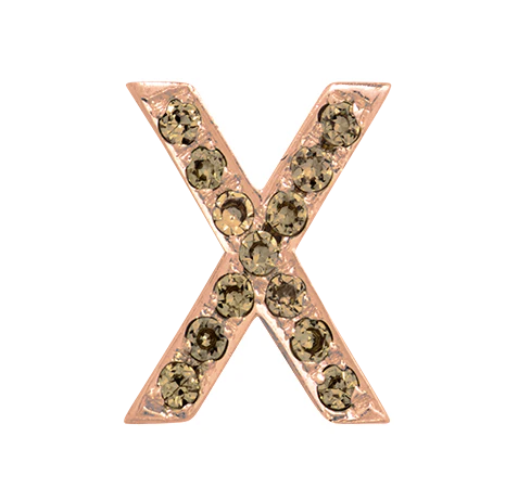 Rose Gold, Brown Diamond Letter Bead - Image 26