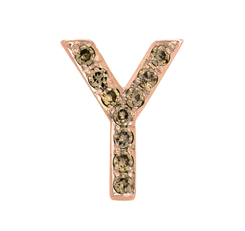 Rose Gold, Brown Diamond Letter Bead - Image 27
