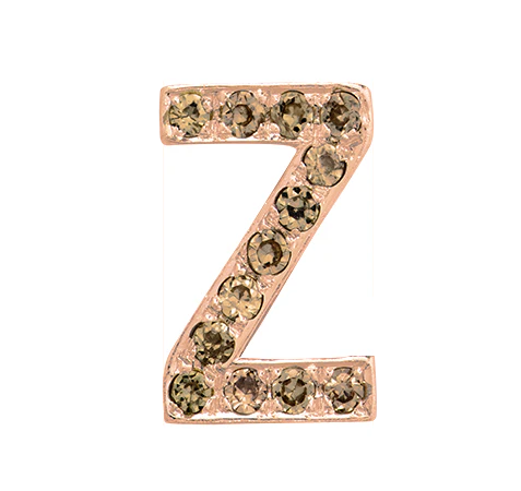 Rose Gold, Brown Diamond Letter Bead - Image 28