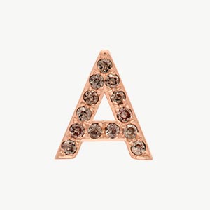 Rose Gold, Brown Diamond Letter Bead - Image 29