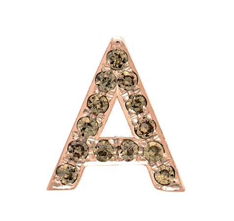 Rose Gold, Brown Diamond Letter Bead - Image 3