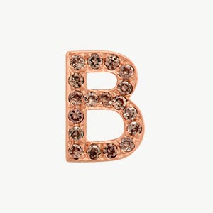 Rose Gold, Brown Diamond Letter Bead - Image 30