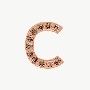 Rose Gold, Brown Diamond Letter Bead - Image 31