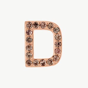Rose Gold, Brown Diamond Letter Bead - Image 32