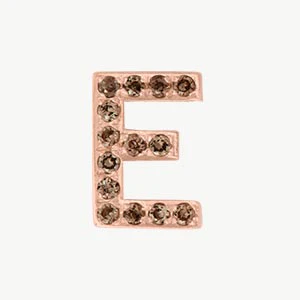 Rose Gold, Brown Diamond Letter Bead - Image 33