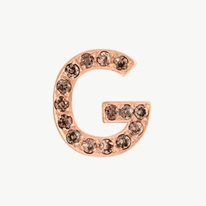 Rose Gold, Brown Diamond Letter Bead - Image 35