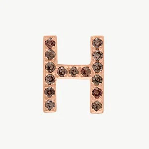 Rose Gold, Brown Diamond Letter Bead - Image 36
