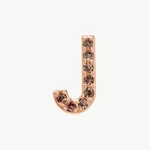 Rose Gold, Brown Diamond Letter Bead - Image 38