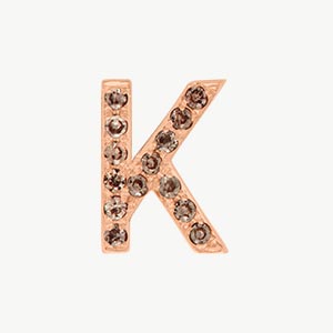 Rose Gold, Brown Diamond Letter Bead - Image 39