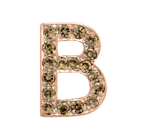 Rose Gold, Brown Diamond Letter Bead - Image 4