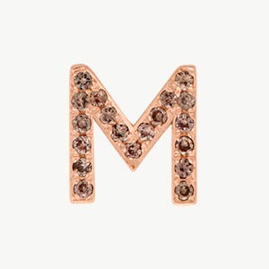 Rose Gold, Brown Diamond Letter Bead - Image 41