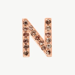Rose Gold, Brown Diamond Letter Bead - Image 42