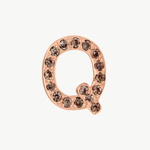 Rose Gold, Brown Diamond Letter Bead - Image 45
