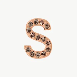 Rose Gold, Brown Diamond Letter Bead - Image 47
