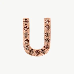Rose Gold, Brown Diamond Letter Bead - Image 49