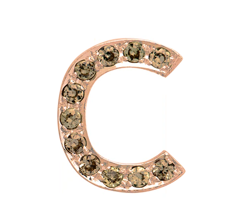 Rose Gold, Brown Diamond Letter Bead - Image 5