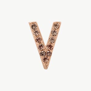 Rose Gold, Brown Diamond Letter Bead - Image 50