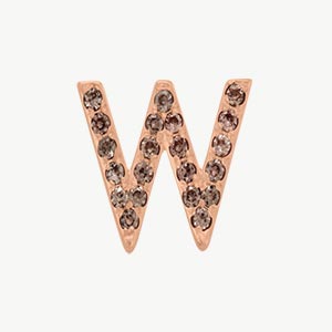 Rose Gold, Brown Diamond Letter Bead - Image 51