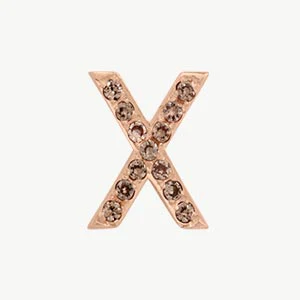 Rose Gold, Brown Diamond Letter Bead - Image 52