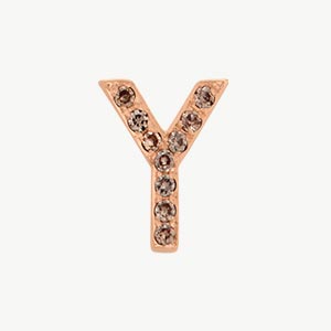Rose Gold, Brown Diamond Letter Bead - Image 53