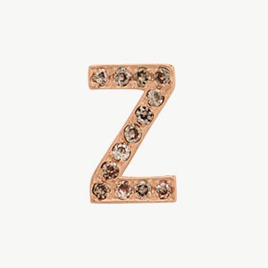 Rose Gold, Brown Diamond Letter Bead - Image 54
