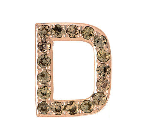 Rose Gold, Brown Diamond Letter Bead - Image 6