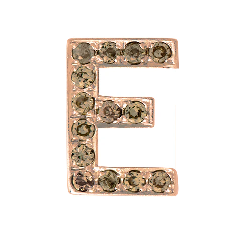 Rose Gold, Brown Diamond Letter Bead - Image 7