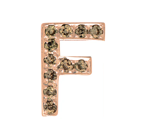 Rose Gold, Brown Diamond Letter Bead - Image 8