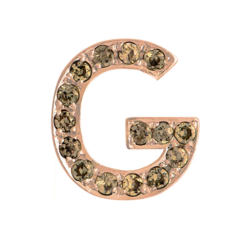 Rose Gold, Brown Diamond Letter Bead - Image 9