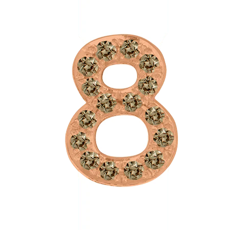 Rose Gold, Brown Diamond Number Bead - Image 11