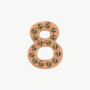 Rose Gold, Brown Diamond Number Bead - Image 21