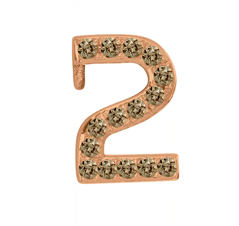 Rose Gold, Brown Diamond Number Bead - Image 5