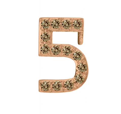 Rose Gold, Brown Diamond Number Bead - Image 8