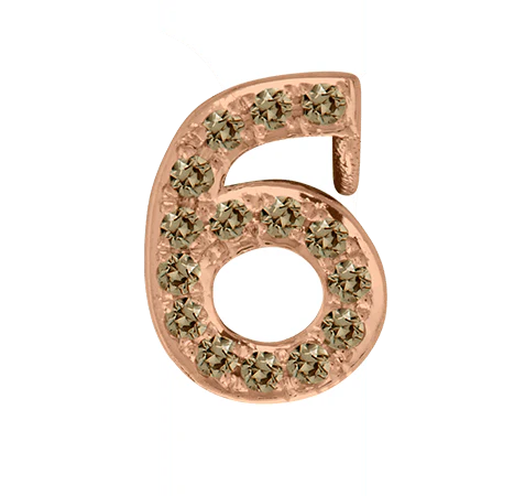 Rose Gold, Brown Diamond Number Bead - Image 9