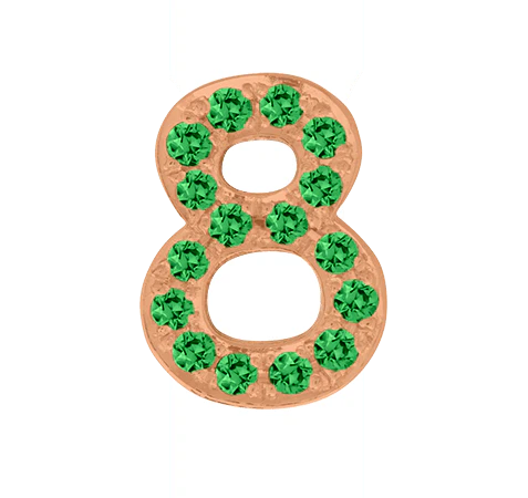 Rose Gold, Green Garnet Number Bead - Image 11