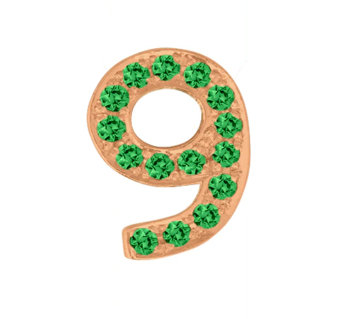 Rose Gold, Green Garnet Number Bead - Image 12