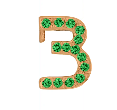 Rose Gold, Green Garnet Number Bead - Image 6